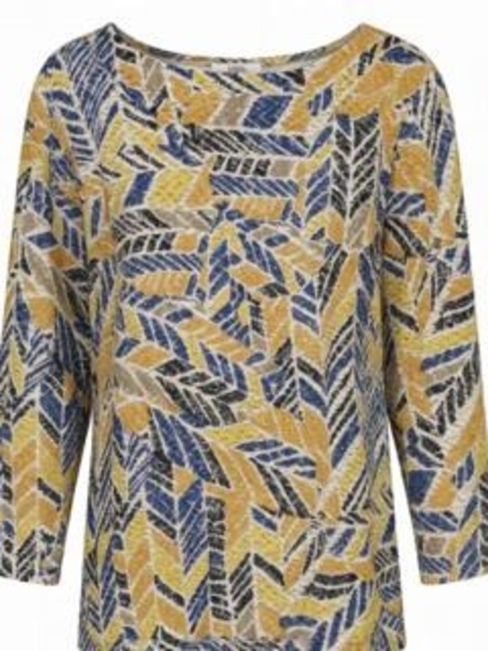Ruby Rd. Yellow Blue Women's Petite Abstract Print Top PL